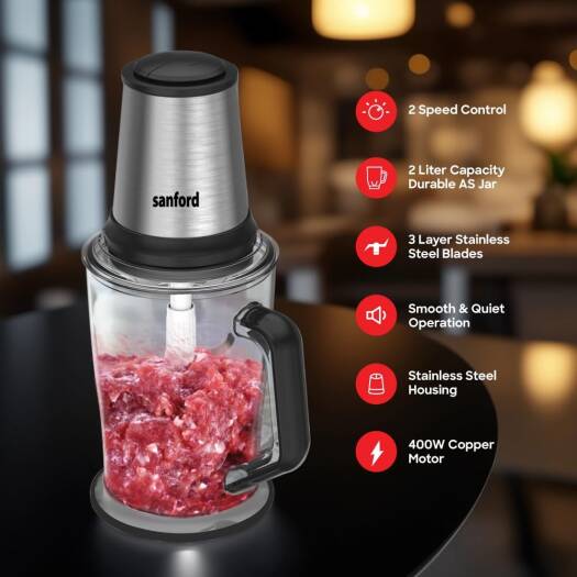 Sanford Electric Food Chopper, 400W High-Efficiency Copper Motor, 2L - SF5587FC