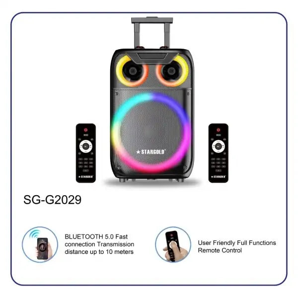 Stargold Multimedia Stereo 2.0 Speaker 40W Remote Control Via BT, USB, SD/MMC, SG-G2029