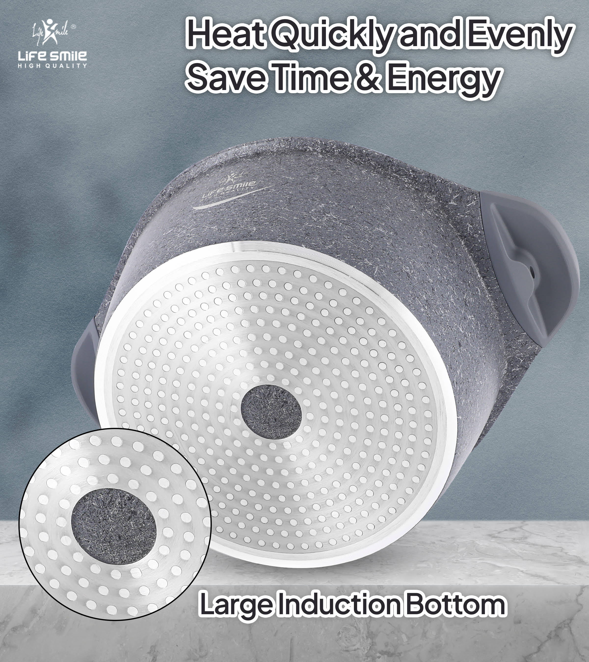 Life Smile Granite Cookware Set LIFEP13-10-GRAY