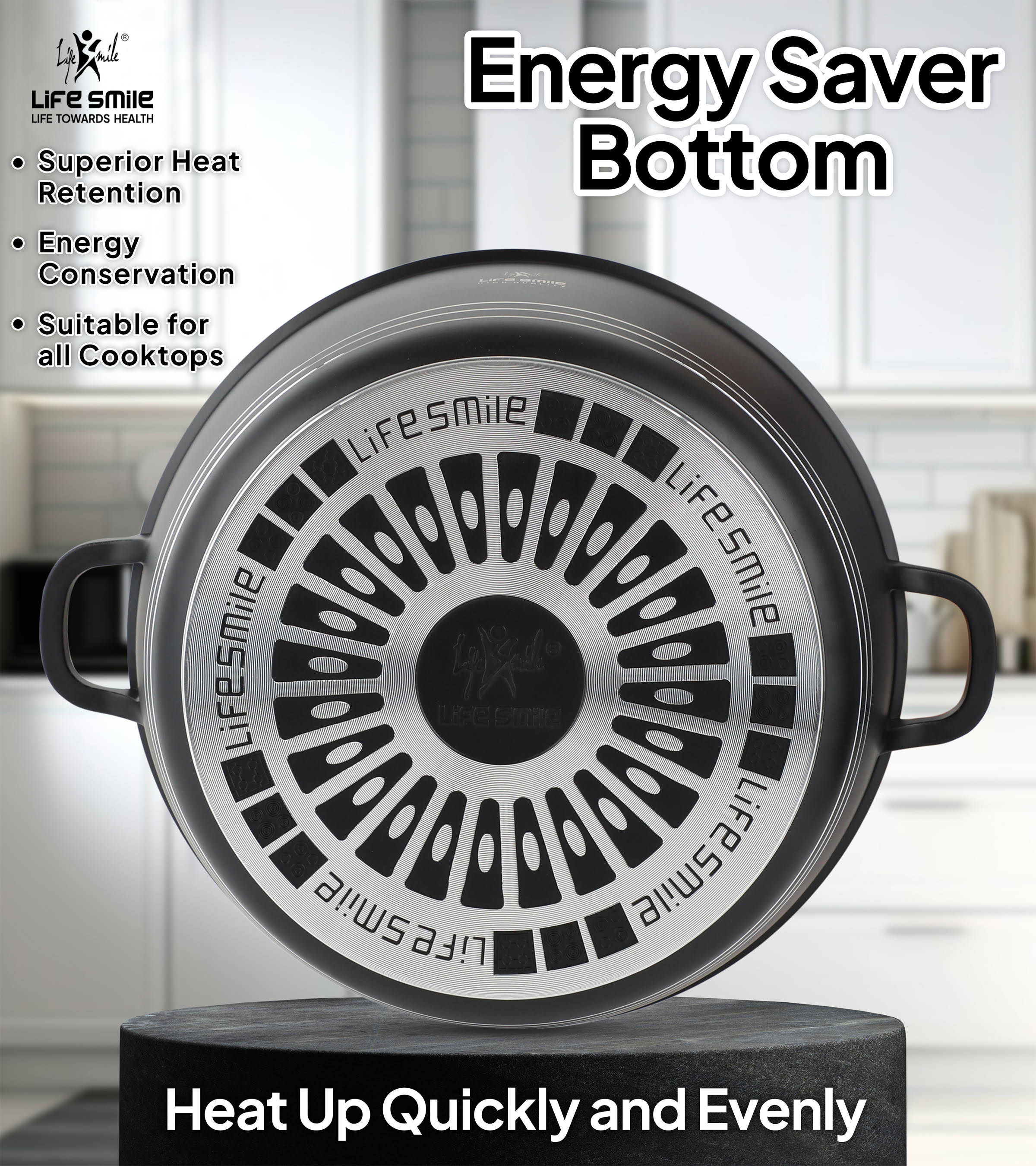 Life Smile Cooking Pot with Multi Layer Non Stick Coating LUP-40BB
