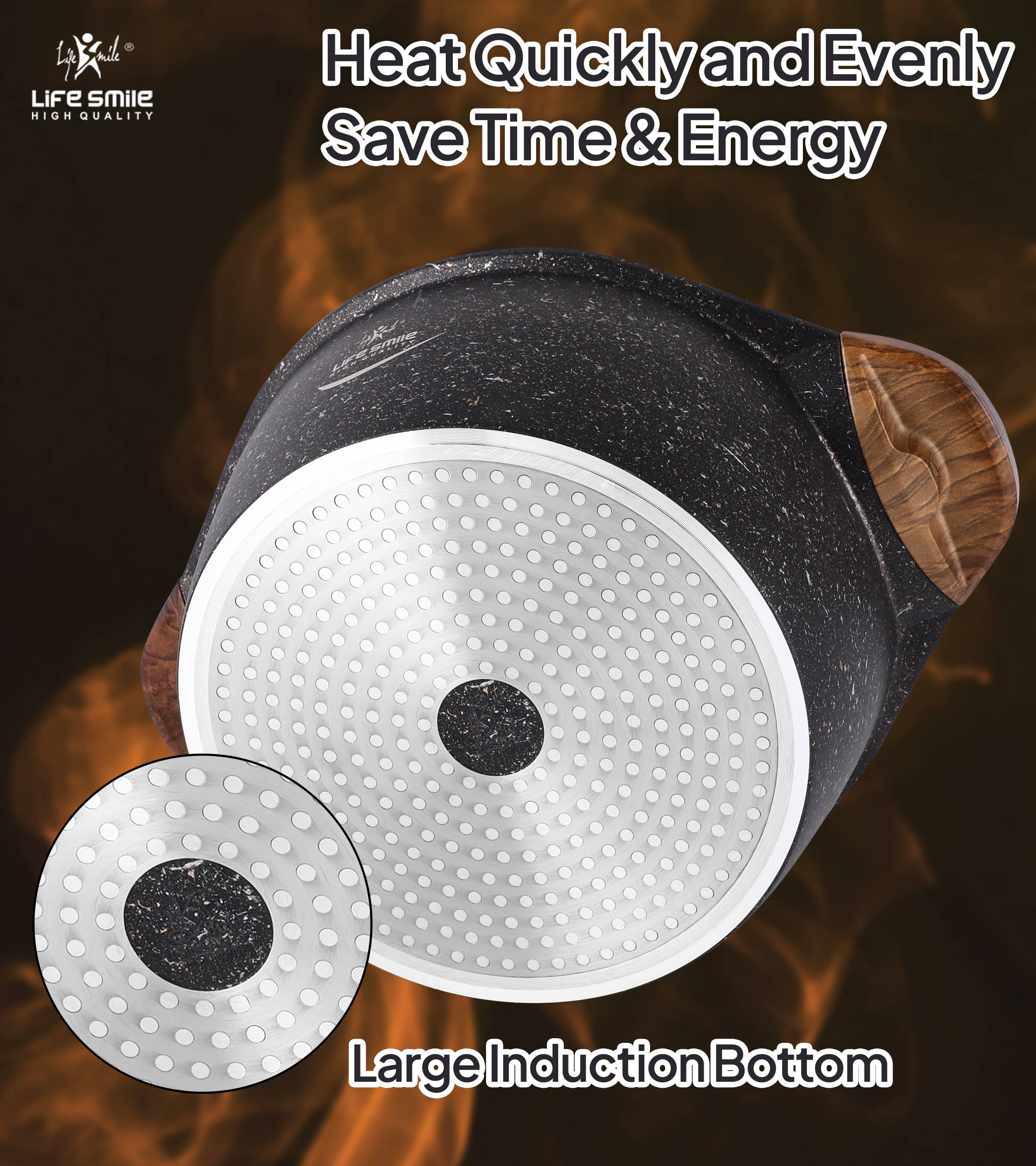 Life Smile Granite Cookware Set LIFEP13-10-DBROWN