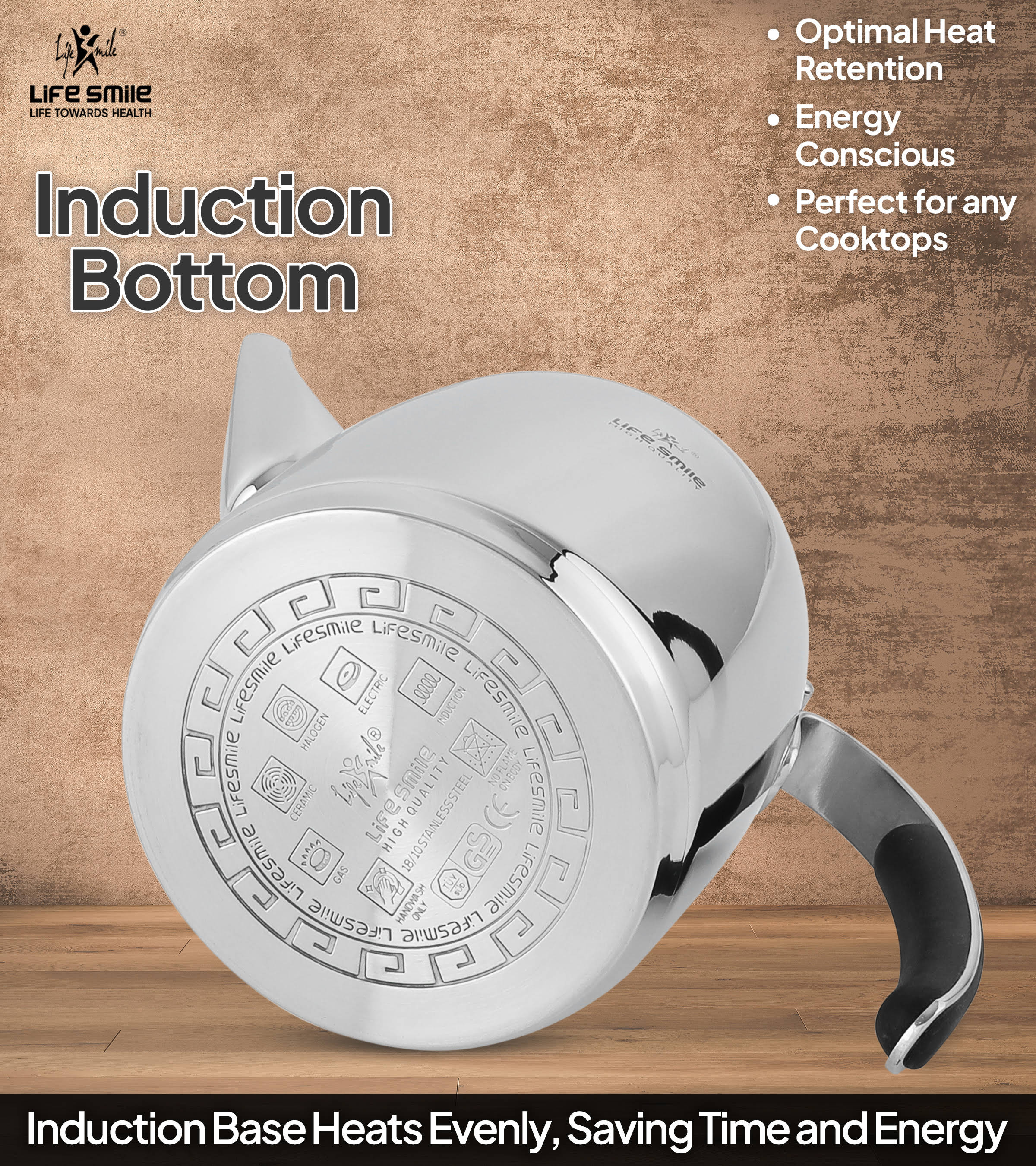 Life Smile Stainless Steel Kettle 1.5L TK1-3