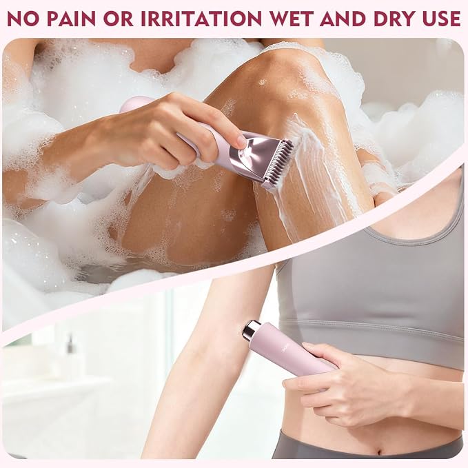Enchen 2-in-1 Electric Shaver for Women – Dual Head Body Trimmer & Shaver with Ceramic Blades, Pink - A4