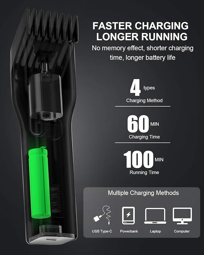 Enchen Rechargeable Cordless Hair Clipper – Ceramic Blade - 5W - 0.7-21mm Length Settings, USB Type-C - BOOST