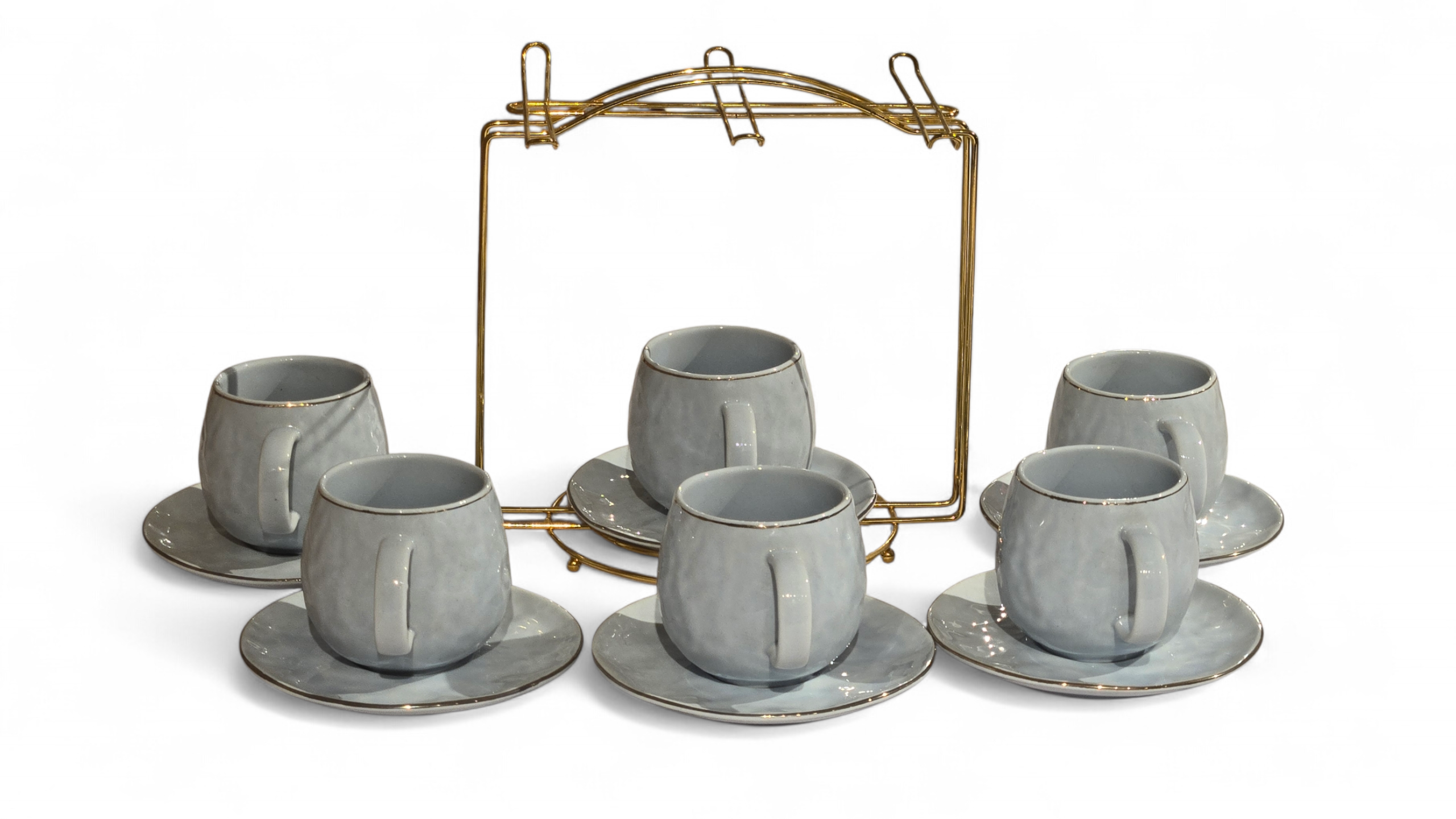 Tea cup & Saucer Set with Stand 180ml BL0808 - Grey