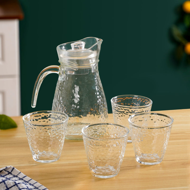 Glass Water Jug and 4-Piece Cup Set - BL197