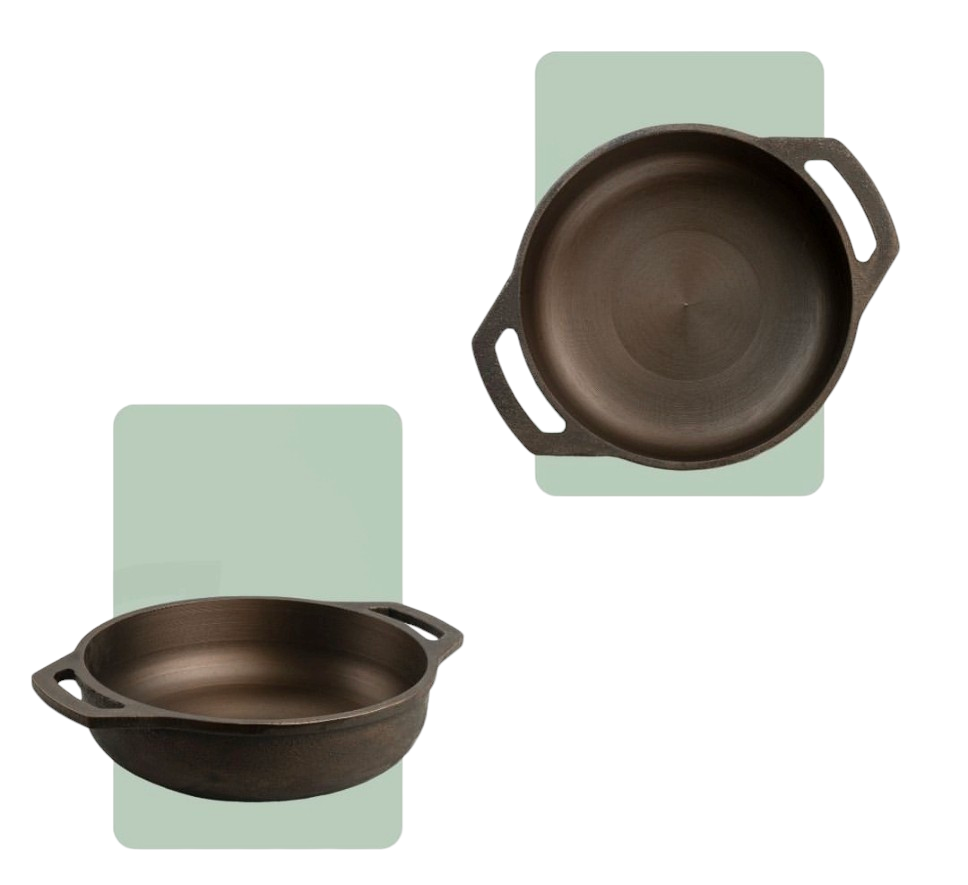Pre-Seasoned Cast Iron Flat Kadai 10 Inch