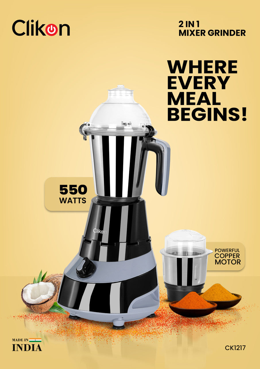 Clikon 2-in-1 Mixer Grinder 550W CK1217