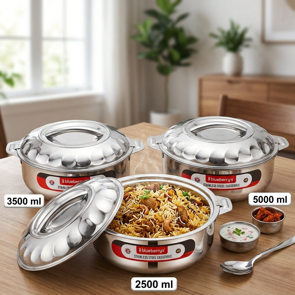 مجموعة وعاء ساخن من 3 قطع من التوت الأزرق، 2500/3500/5000 مل OLIO 3PC BHP