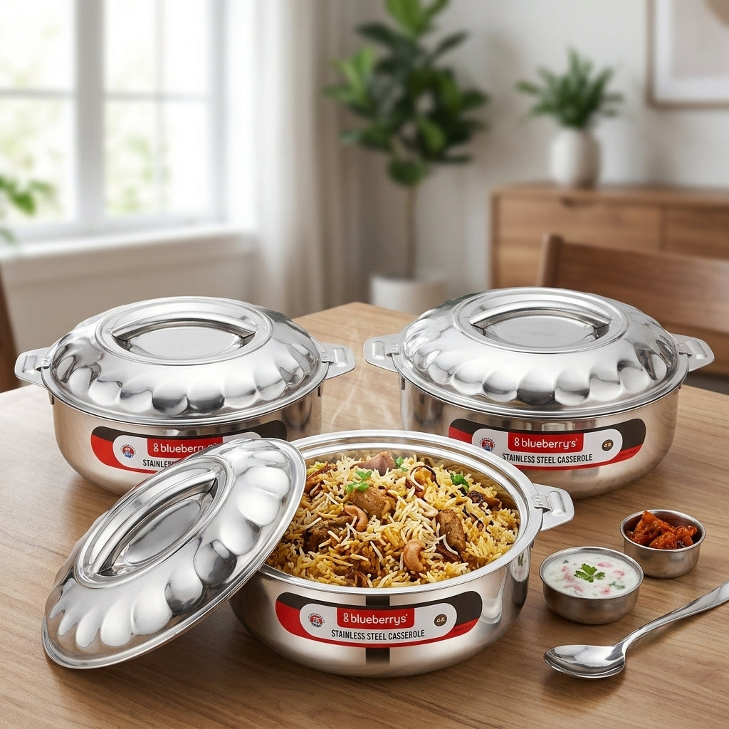 مجموعة وعاء ساخن من 3 قطع من التوت الأزرق، 2500/3500/5000 مل OLIO 3PC BHP