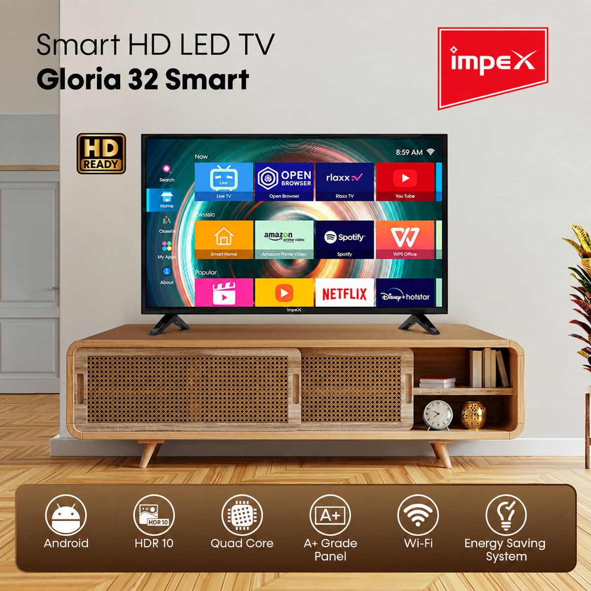 Impex 32" HD Smart LED TV - Gloria 32 Smart