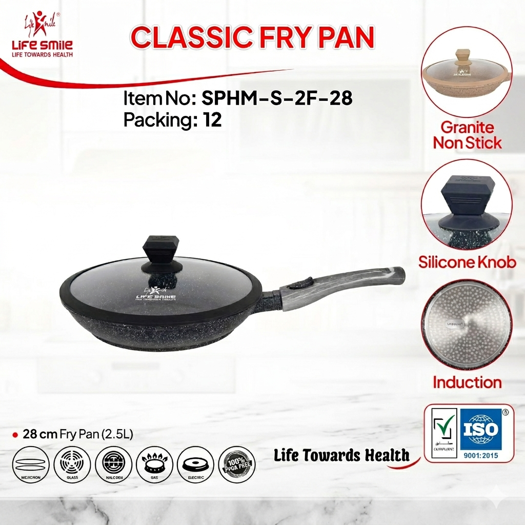 Life Smile Granite Non-Stick Classic Fry Pan with Lid SPHM-S-2F-28