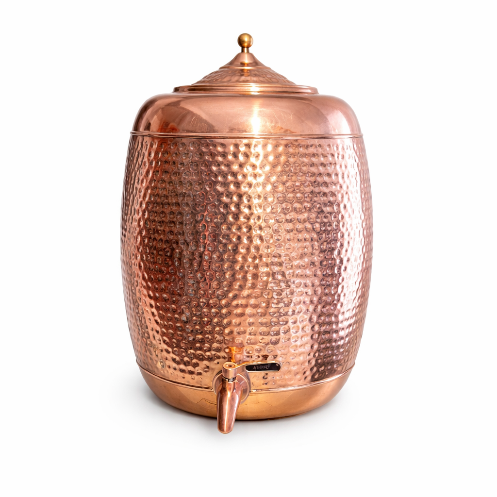 Kubera Hammered Copper Water Dispenser (14000ml)