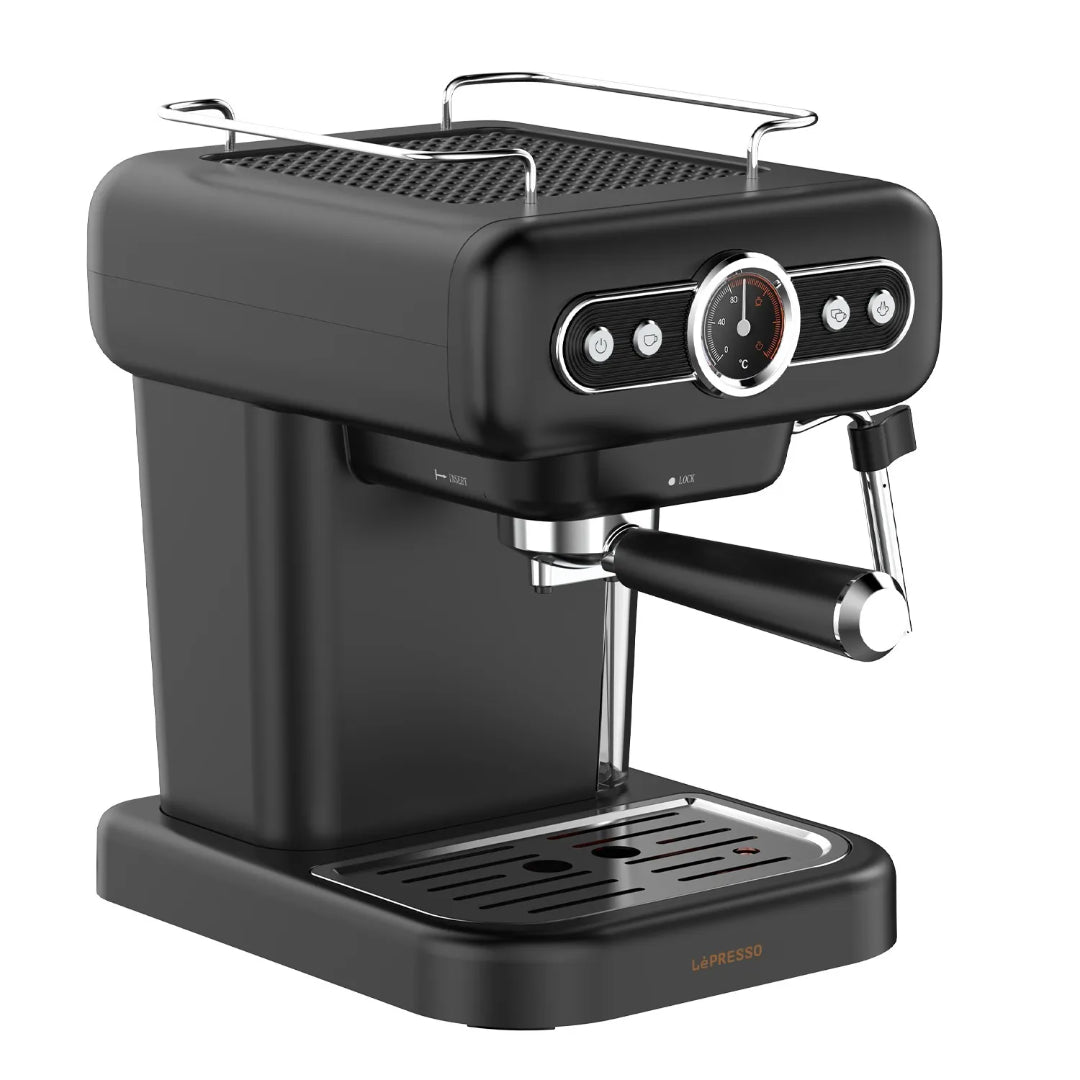 LePresso Retro Espresso Machine Boiler Gauge And Milk Steamer-Black - LPCFFM0012-BK