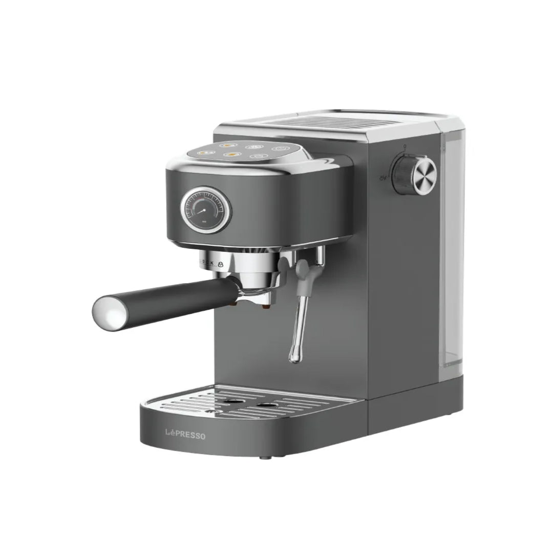 LePresso Hot & Cold Espresso Maker - 20 Bar Hot & Cold Machine with Steam Wand & Pressure Gauge-Grey - LPCFFTEM0072GY