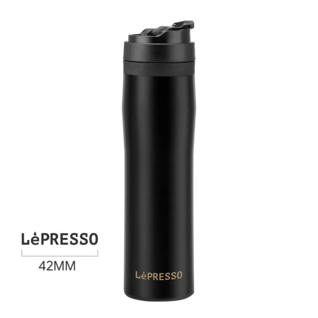 Lepresso Portable French Press Coffee & Tea -Stainless Steel -350ml - Black - LPSPFPBK