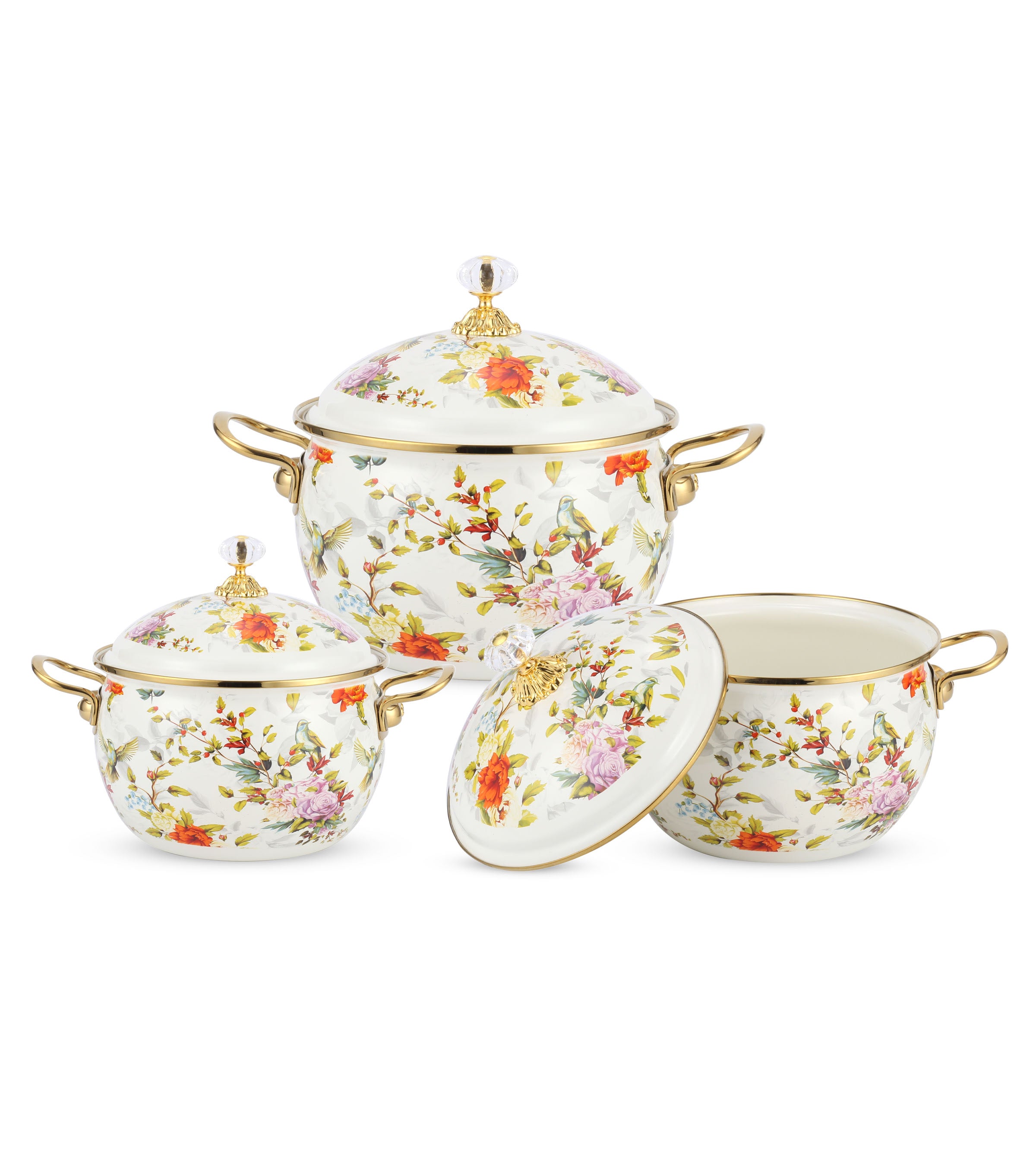 Life Smile Enamel Kitchen Cooking Pot Set with Lid 6Pcs NMLP-2G-F1