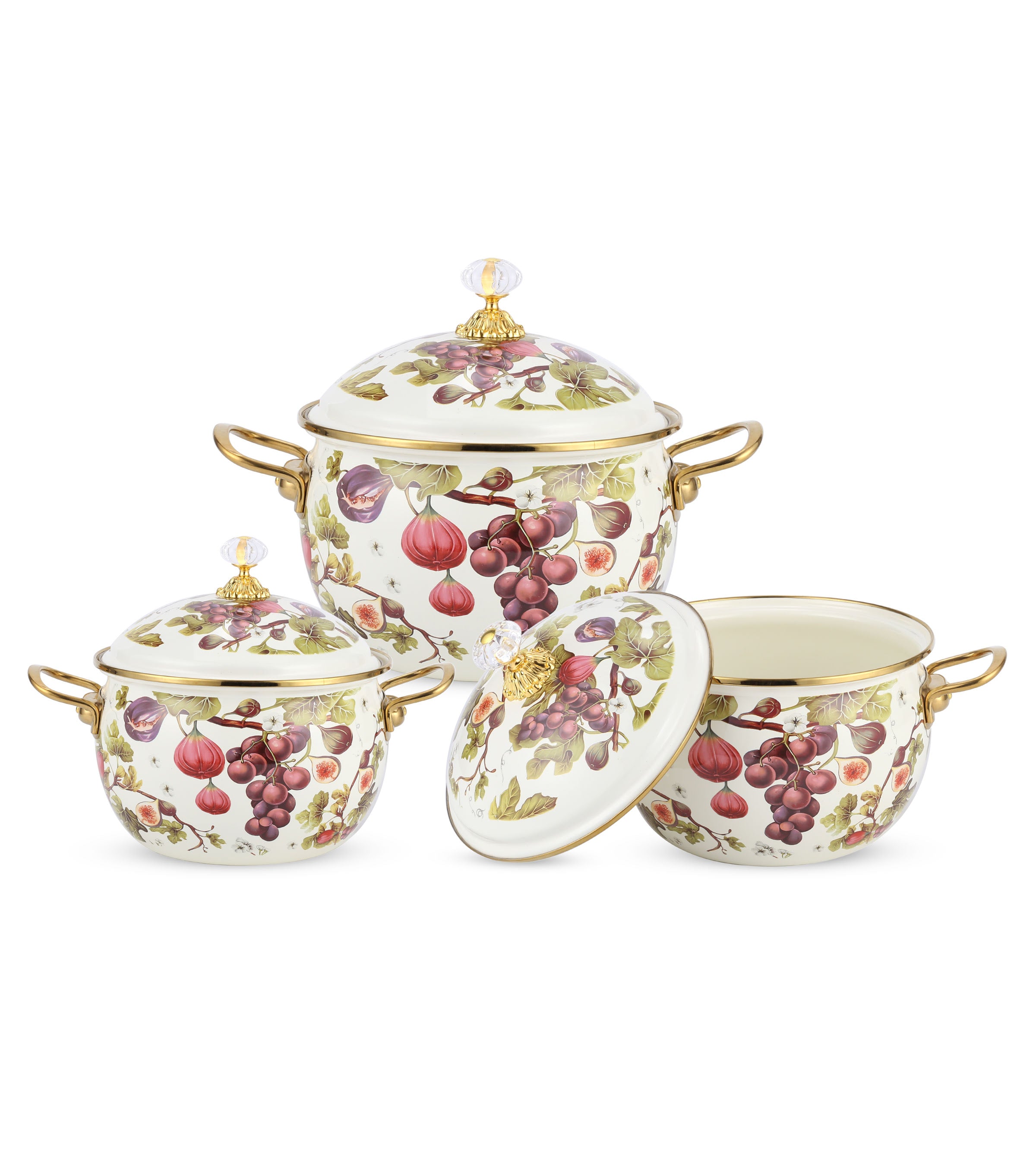 Life Smile Enamel Kitchen Cooking Pot Set with Lid 6Pcs NMLP-2G-F2