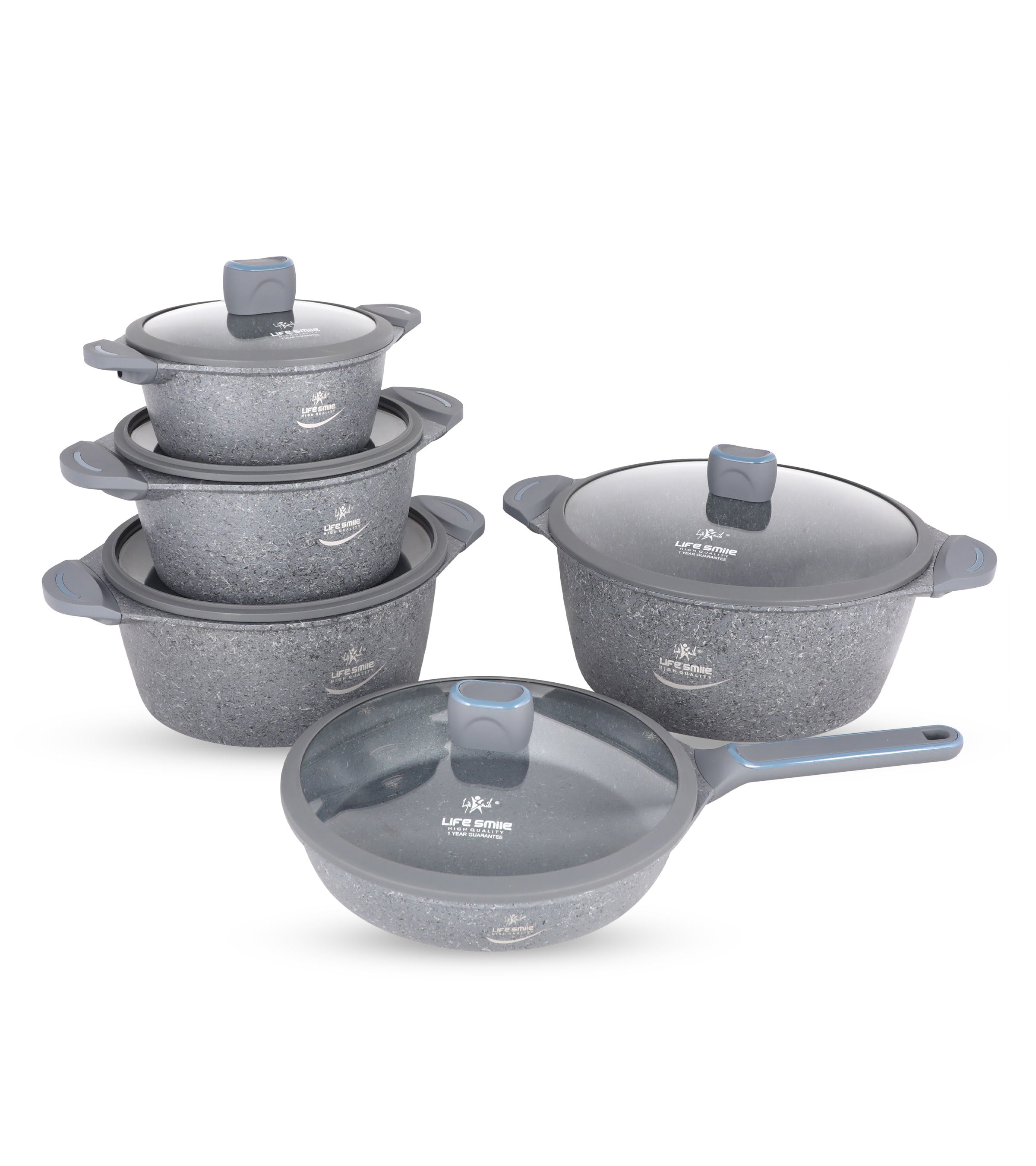 Life Smile Granite Cookware Set LIFEP13-10-GRAY
