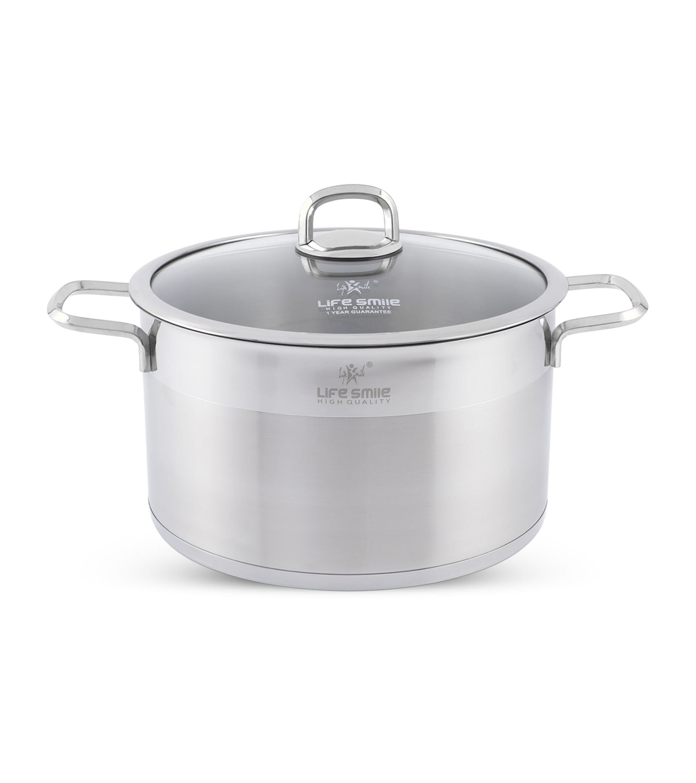 Life Smile 18/10 Stainless Steel Cooking Pot with Glass Lid LIFEP12-32SILVER