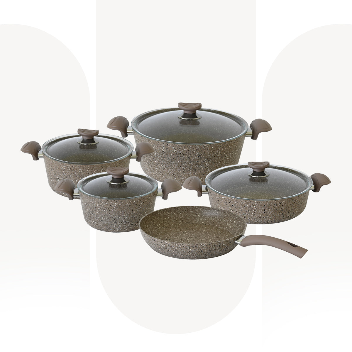 OMS 3102 9 PCS Non GRA COOKWARE SET BROWN