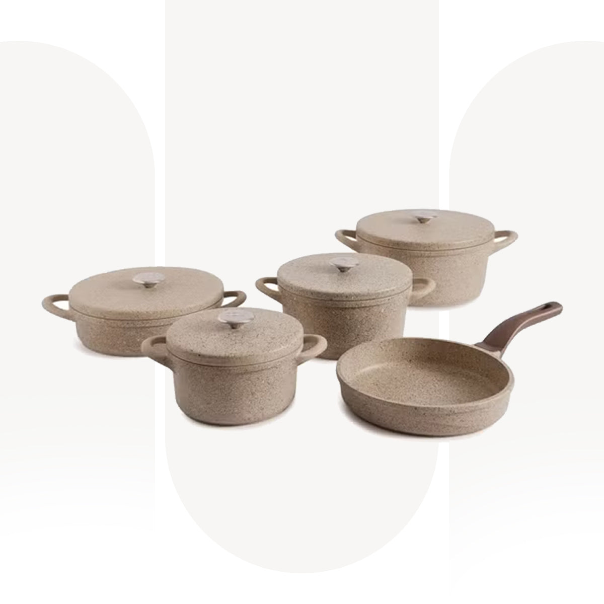 OZO 9PCS GRANITE COOKWARE SET BEIGE - GSA3556