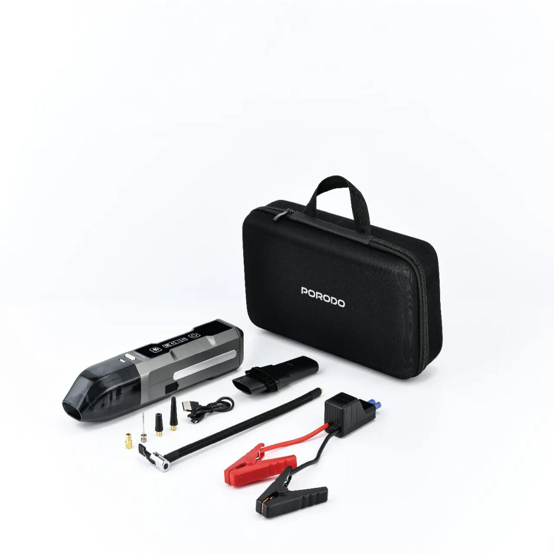 Porodo IGNATOV Jump Starter & Air Pump with Handheld Vacuum | USB-C Recharge-Black - PDJS41BK
