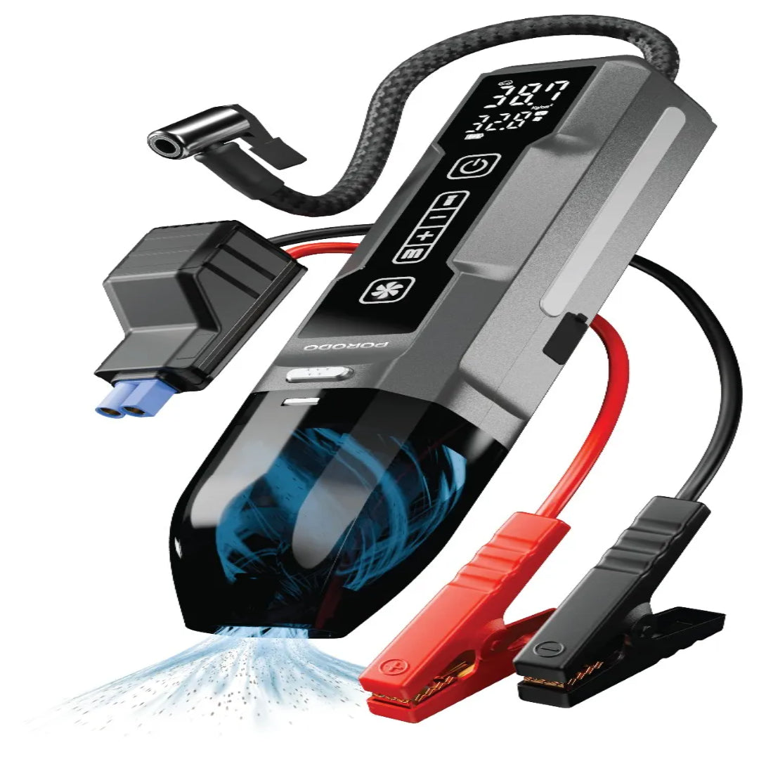 Porodo IGNATOV Jump Starter & Air Pump with Handheld Vacuum | USB-C Recharge-Black - PDJS41BK