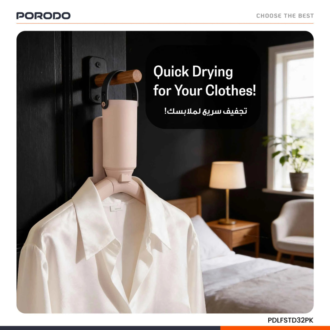 Porodo 2-In-1 Hair & Garment Dryer-Pink - PDLFSTD32PK