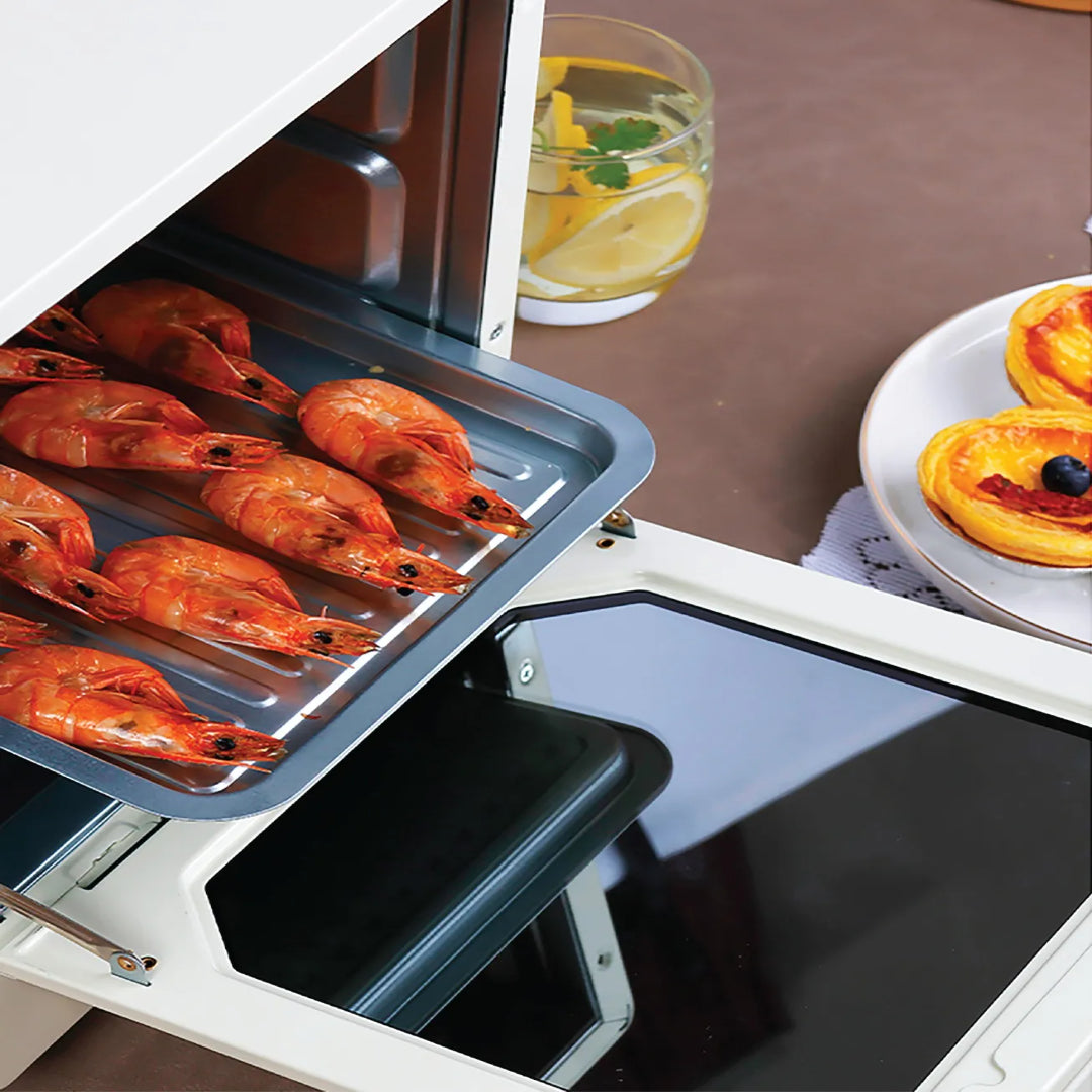 Porodo Vertical Design Temp Glass Mini Oven - Bake , Grill & Toast-White - PDMOKB15FWH