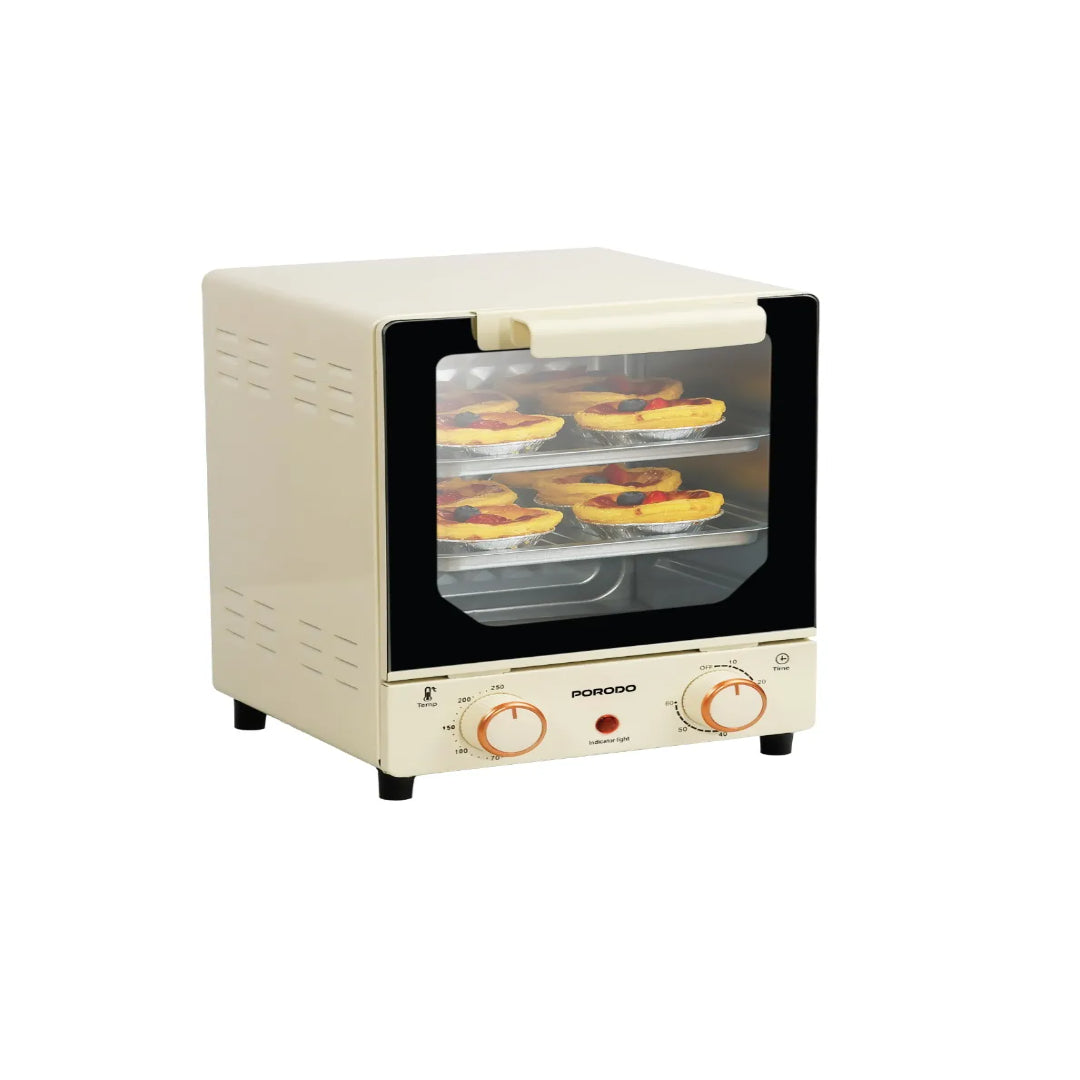 Porodo Vertical Design Temp Glass Mini Oven - Bake , Grill & Toast-White - PDMOKB15FWH