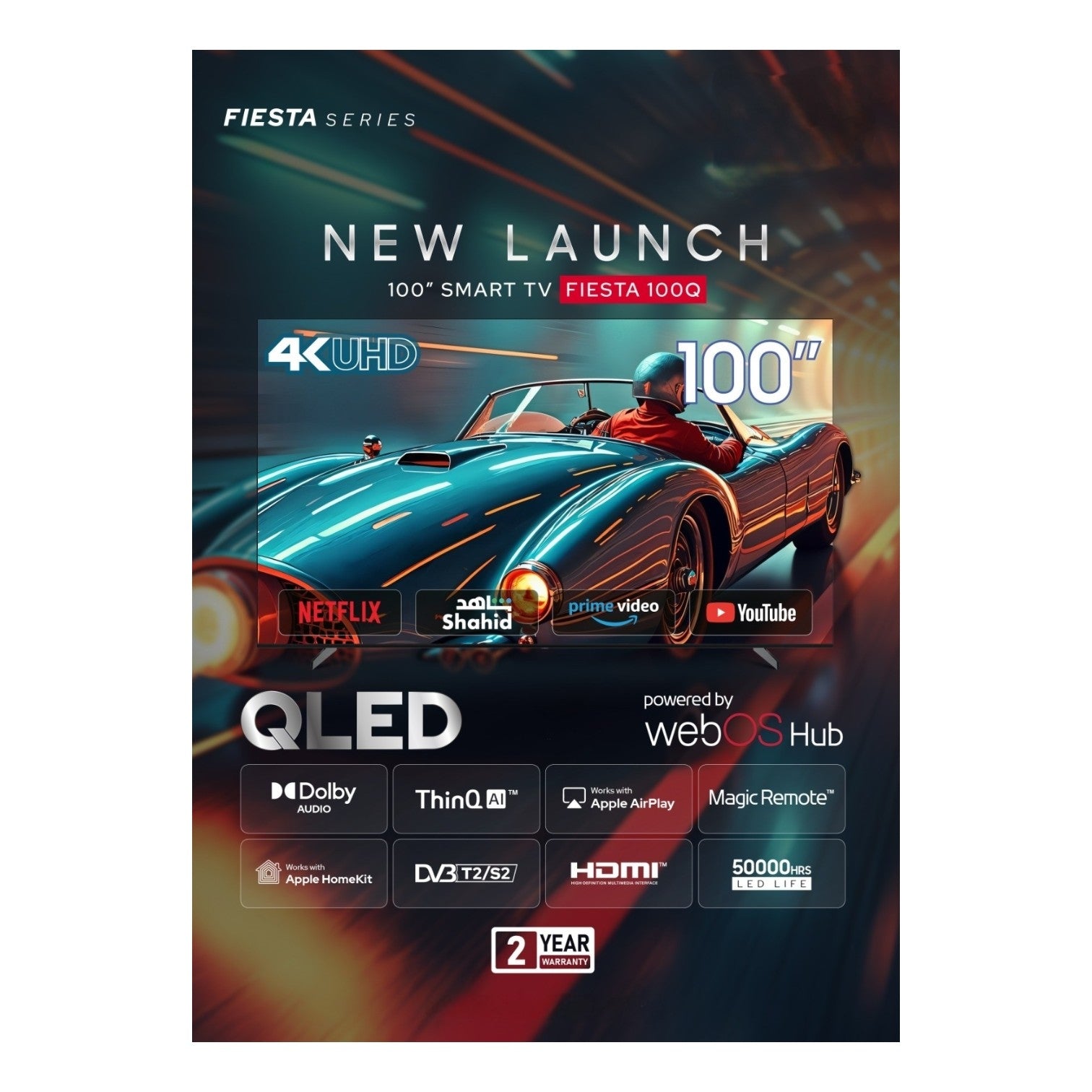 Impex 100"4K UHD QLED Smart TV with webOS Hub, Dolby Audio & Magic Remote - Fiesta 100Q