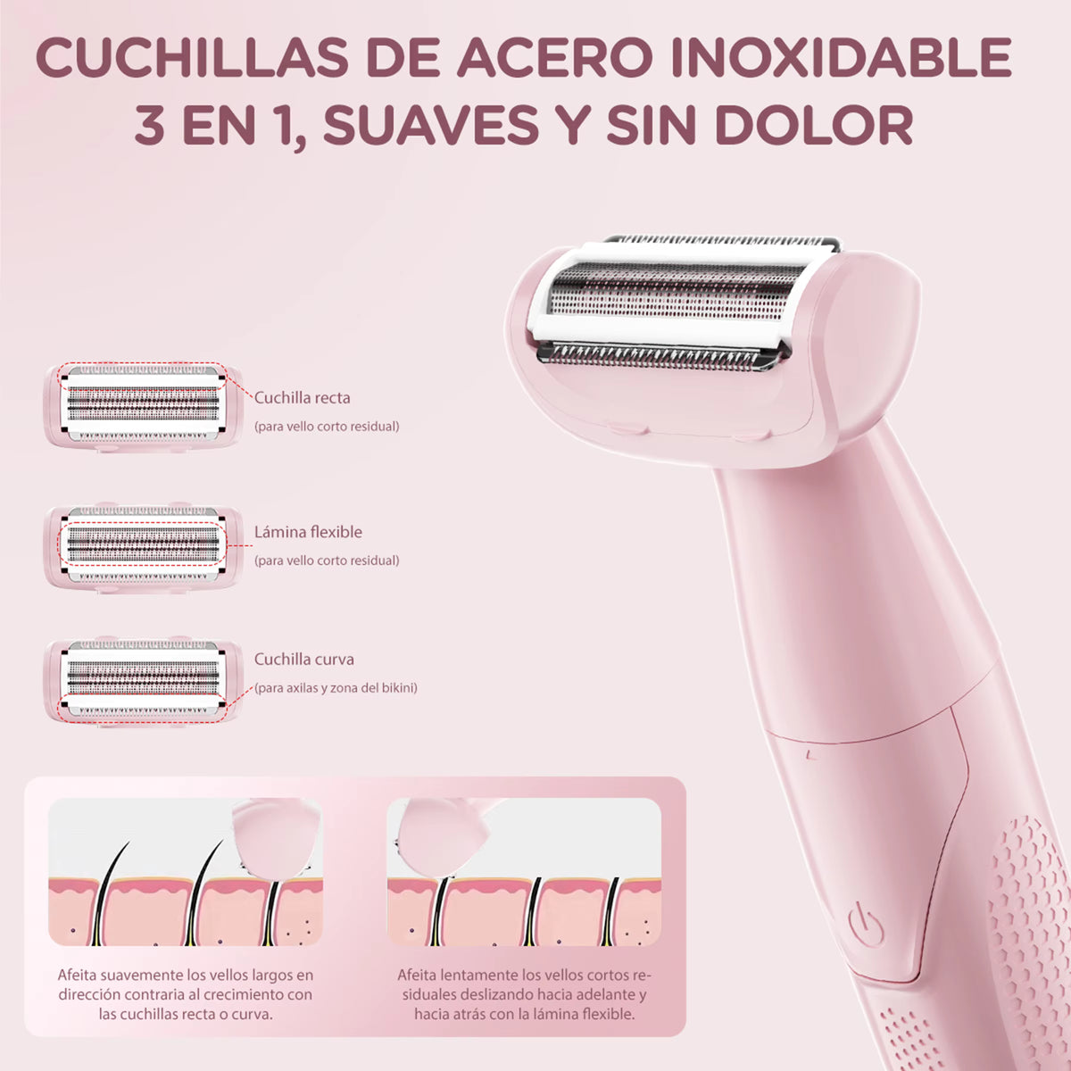 Enchen 3-in-1 Stainless-Steel Lady Shaver – Wet & Dry Electric Body Trimmer, USB Type-C Rechargeable - A2