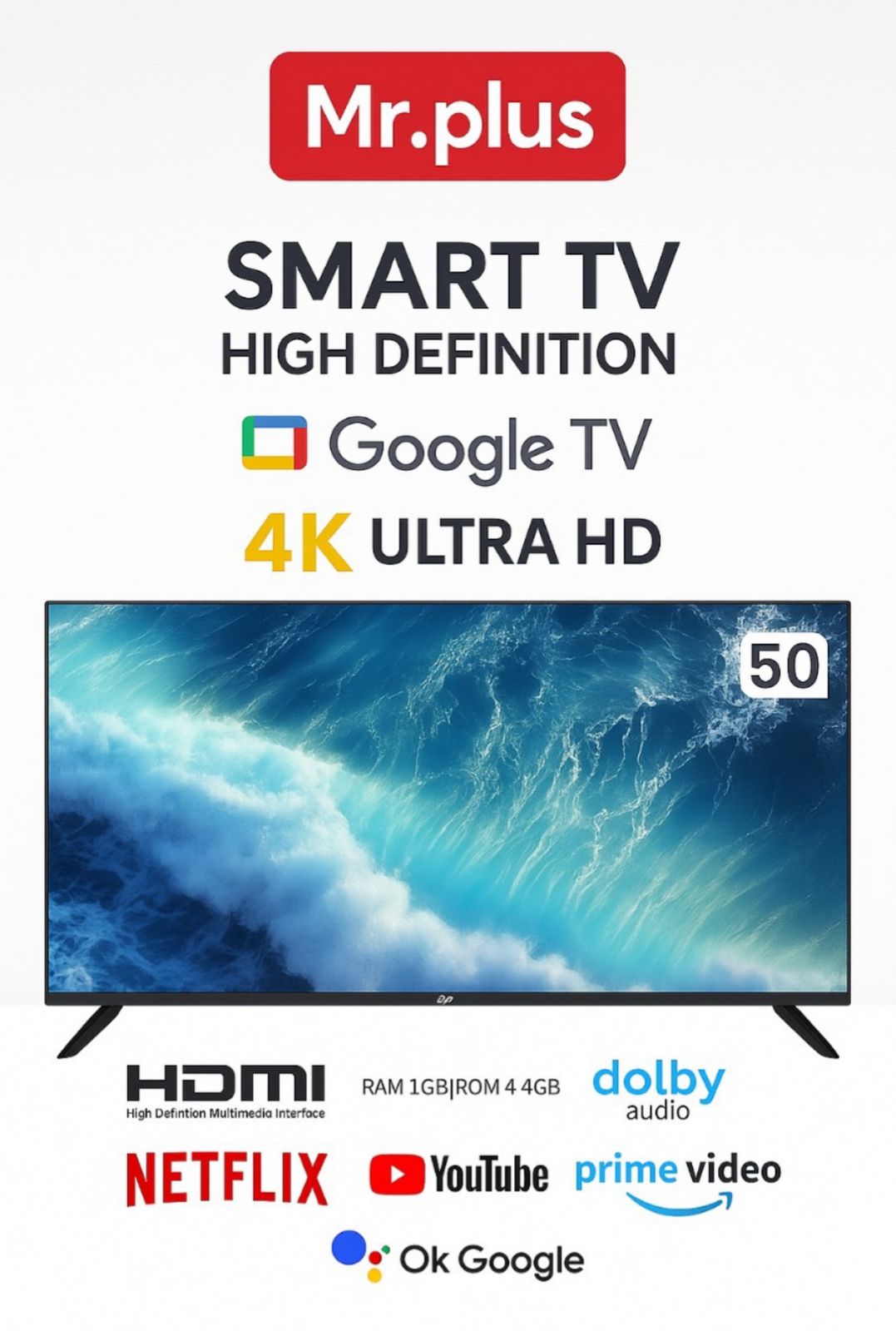 MR.PLUS 50" GOOGLE LED TV G50UHD410