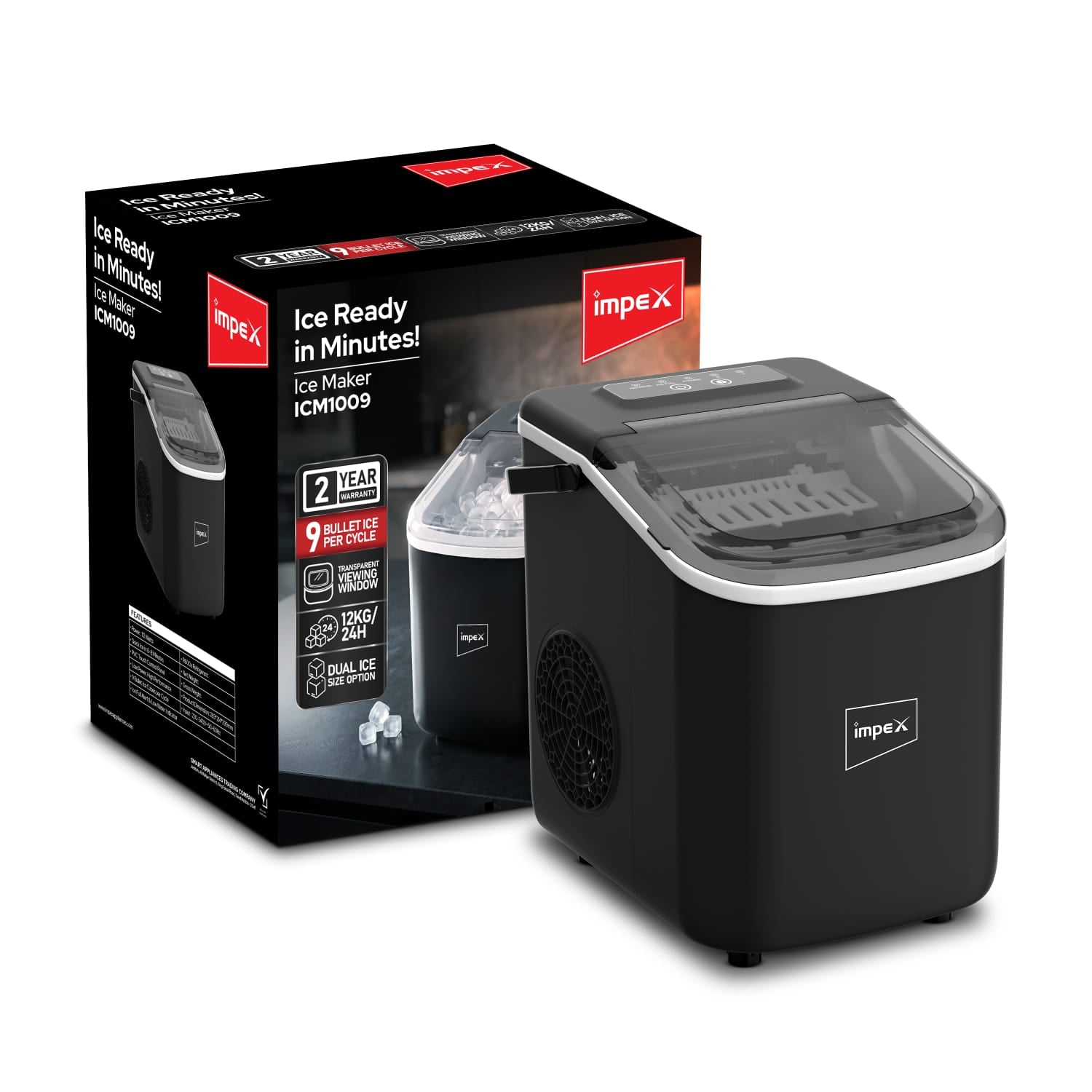 Impex Ice Maker 12kg/24H - 112W - ICM1009