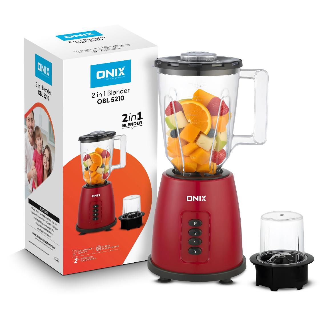 Onix 2-in-1 Blender 1.5L Copper Motor 2 Speed Pulse Control with Grinder - OBL 5210