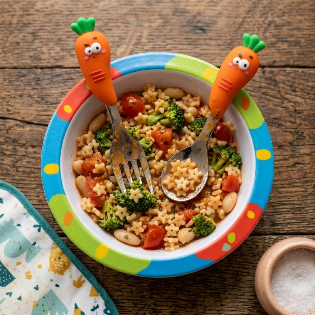 Kids Stainless Steel Spoon and Fork Set - Cute Carrot Figurine - Handle Baby Cutlery Set - 3814 KIDS