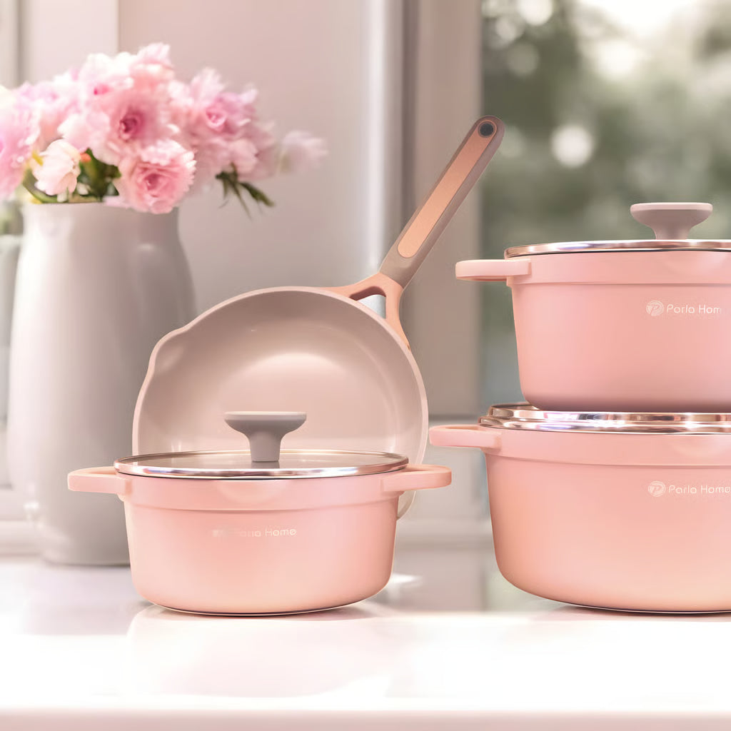 Crystal Ceramic Cookware Set 9pcs coral Series C-1090