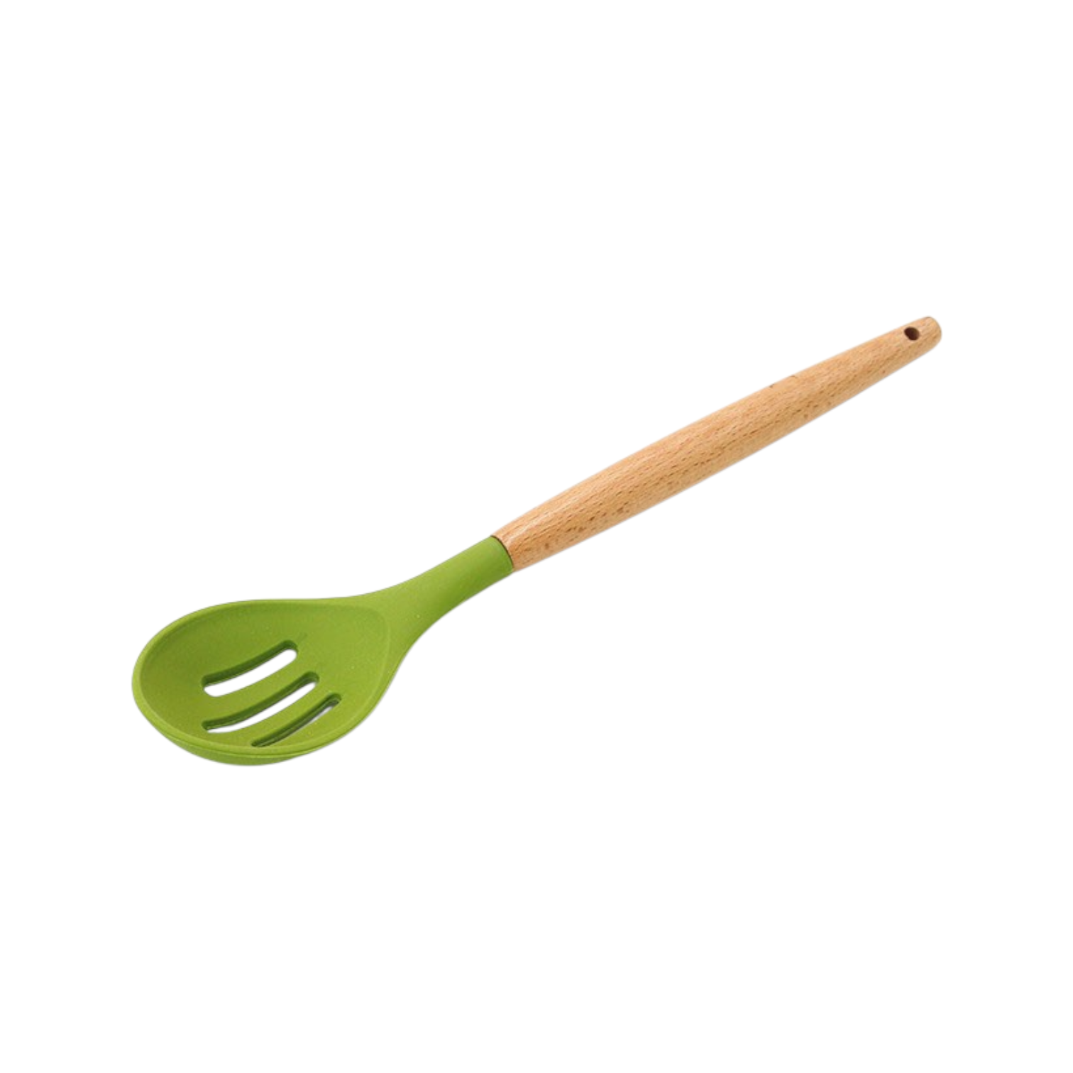 Silicone Slotted Spoon with Wooden Handle