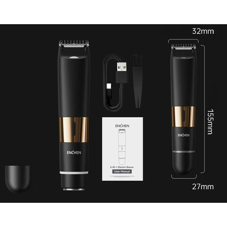 Enchen 2-in-1 Electric Shaver & Body Trimmer – Ceramic Blade with LED Light, USB Type-C Rechargeable - A3