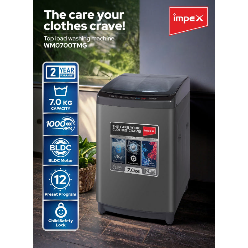 Impex 7Kg Fully Automatic Top Load Washing Machine - WM0700TMG