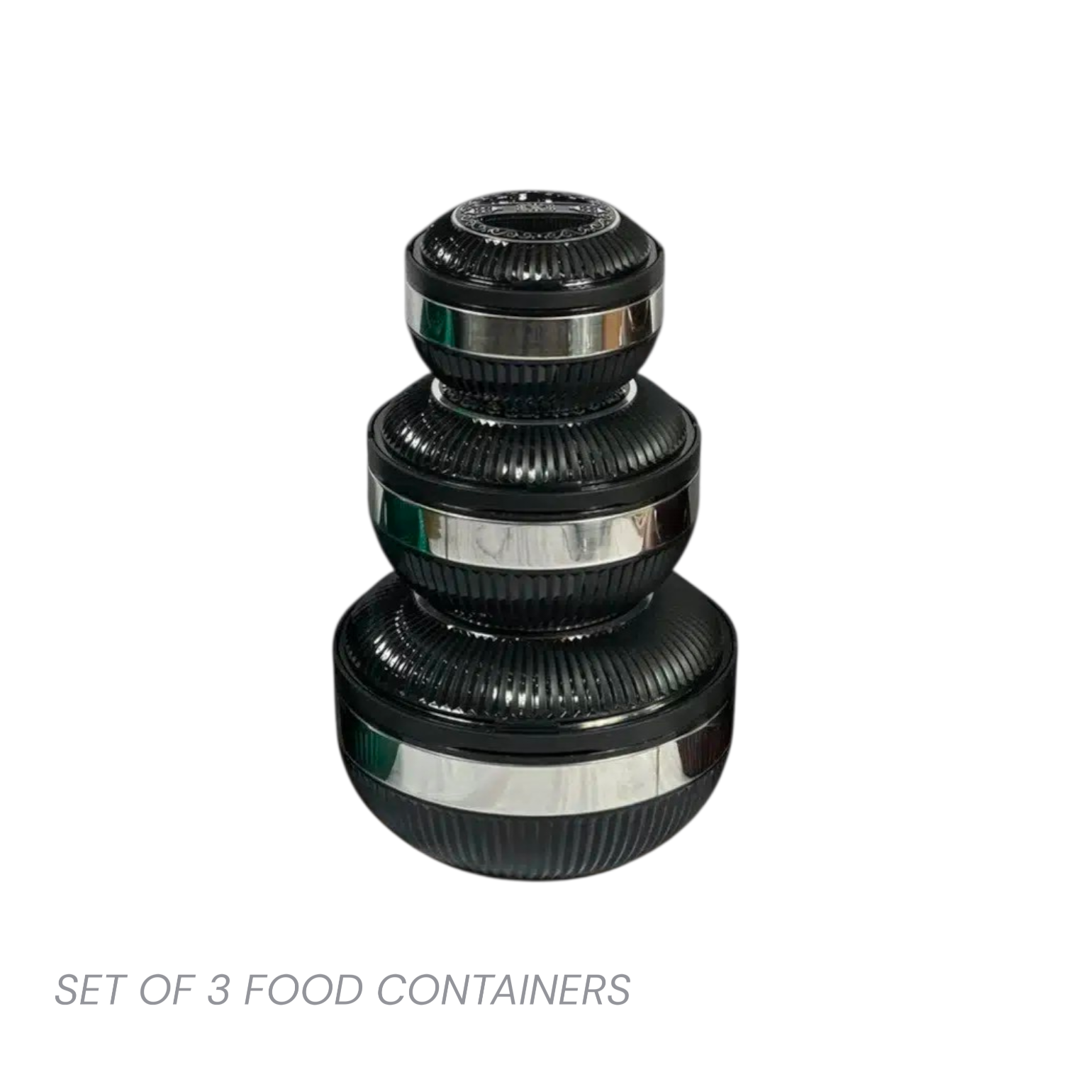 Set of 3 Insulated Hot Pot Food Containers 3L 6L and 12L Black 3-1152