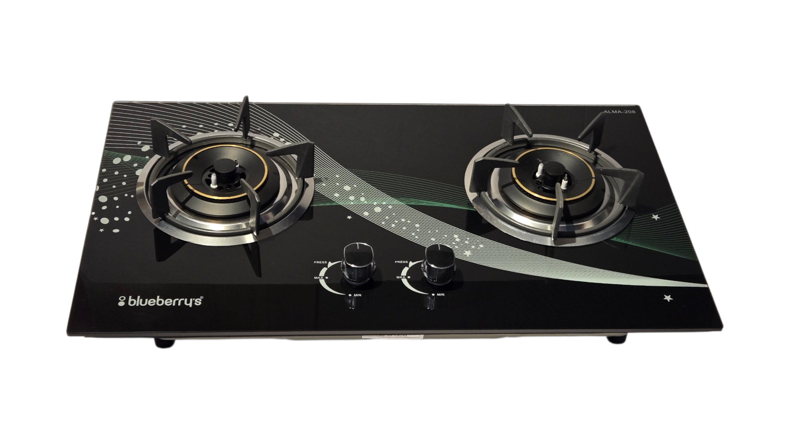 Blueberrys ALMA-208 TEMPERED GLASS 2 BURNER