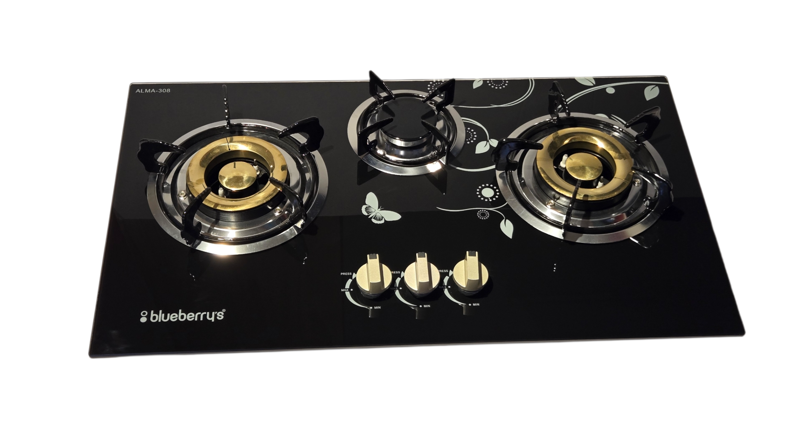 Blueberrys ALMA-308 TEMPERED GLASS 3 BURNER