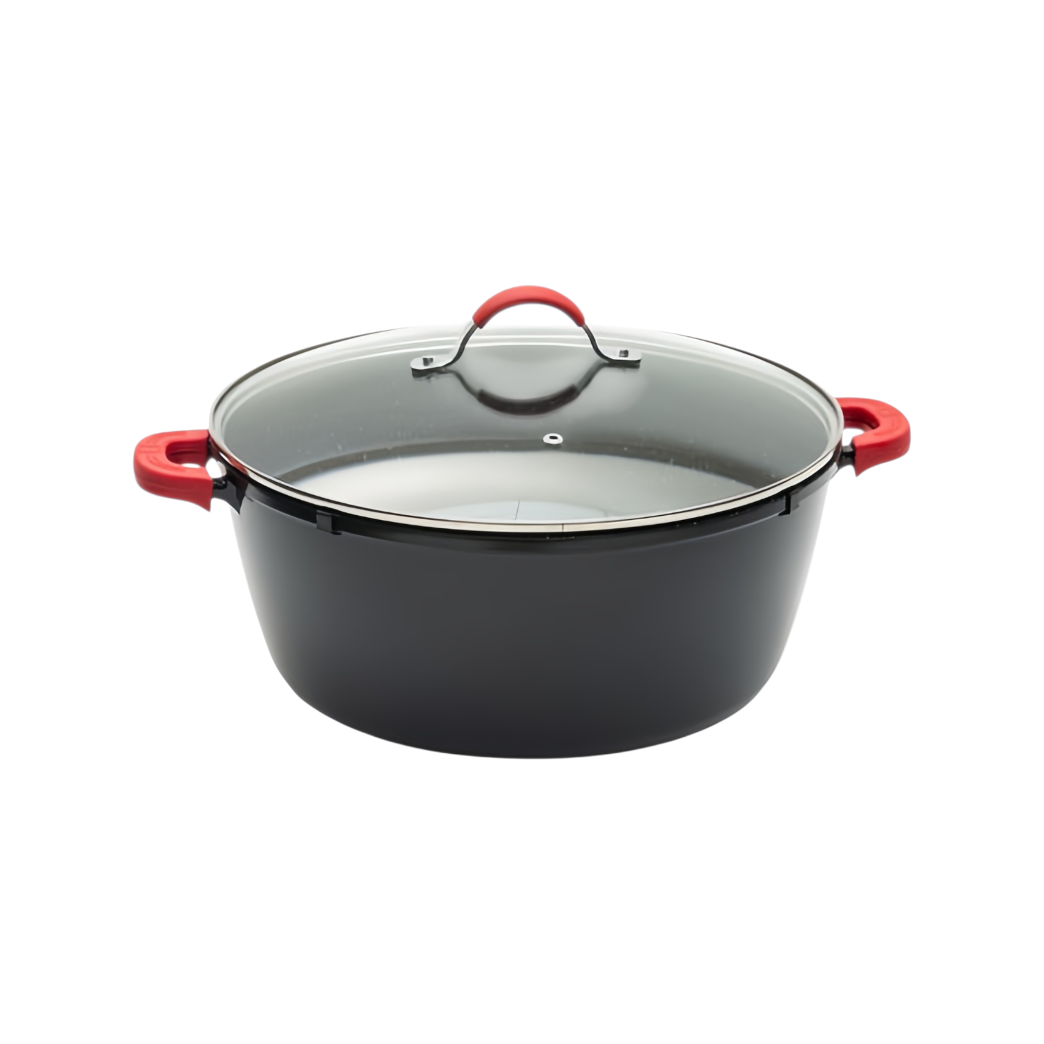 Bergner Novum Enamel Non-Stick Cookware Set with Glass Lid 44X18CM- Black BG56205BK