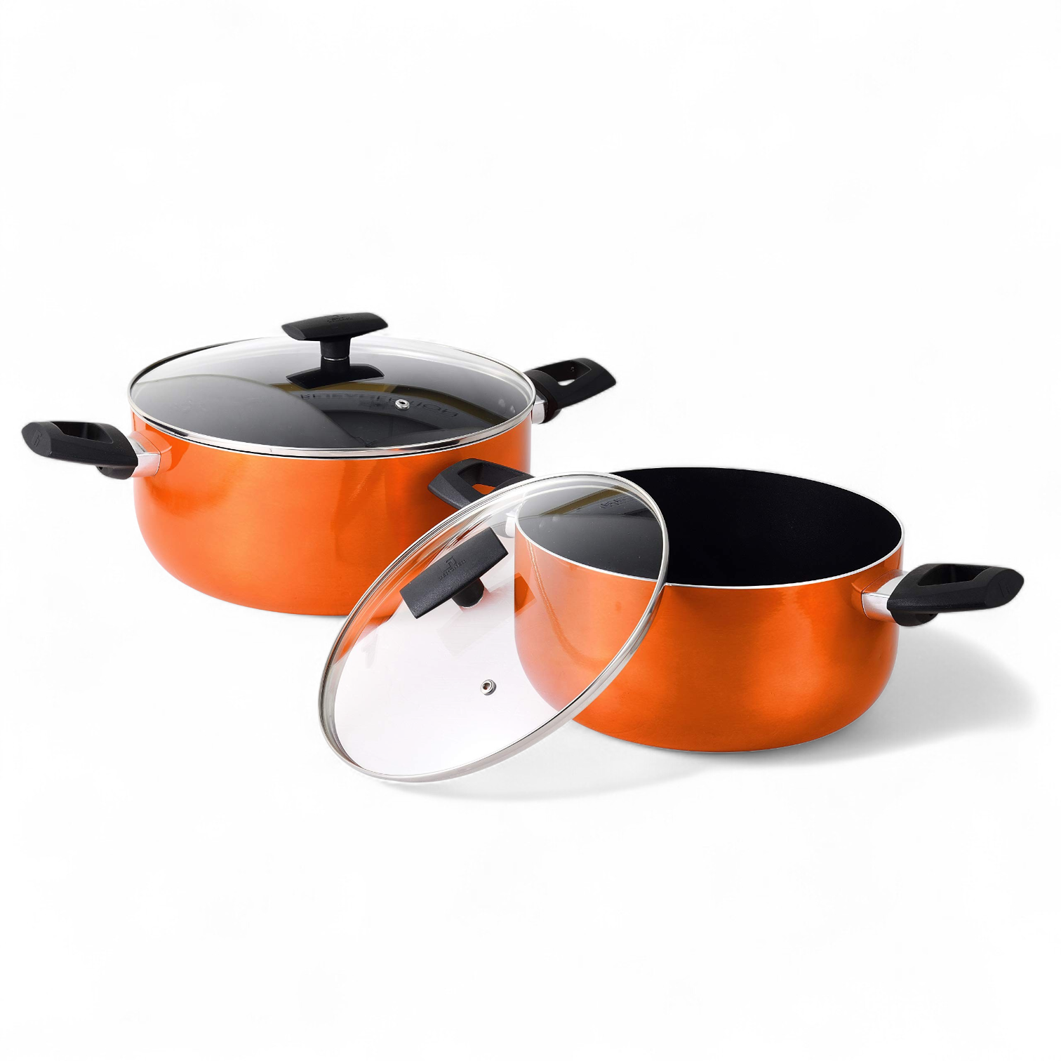 Bergner 4 Piece Orange Ultra Non-Stick Cookware Set with Lid 24cm and 28cm BG7828OR