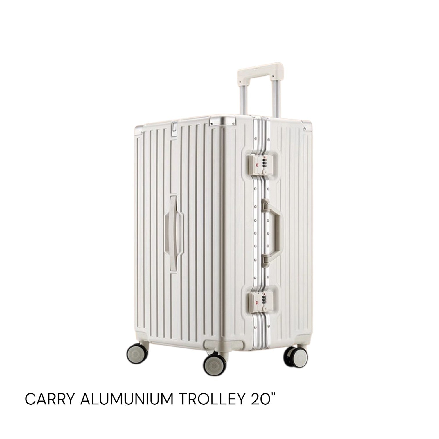 I Carry Aluminium Frame Trolley Bag – 20 Inch – Cabin Size – White