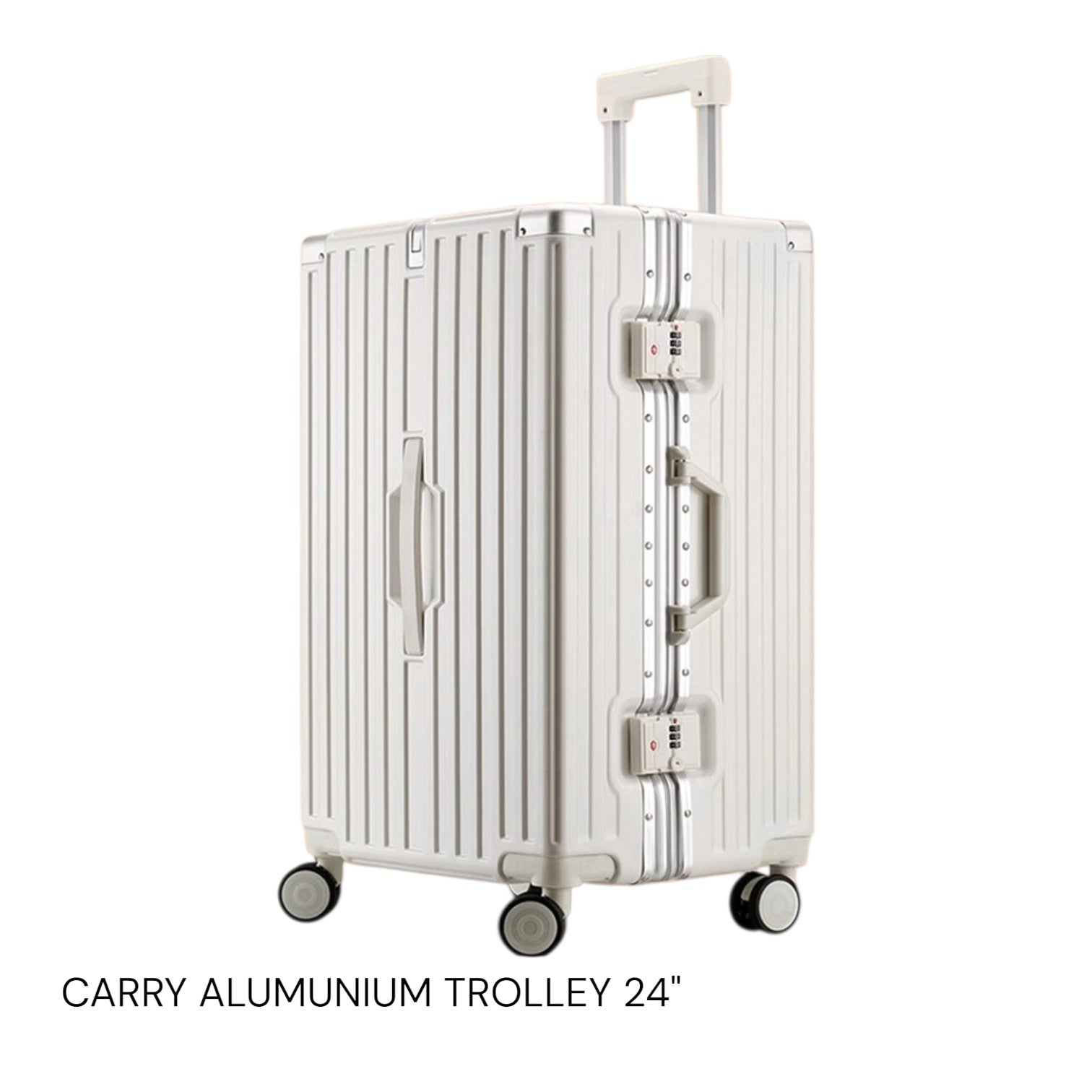 I Carry Aluminium Frame Trolley Bag – 24 Inch – Medium Check-in - White