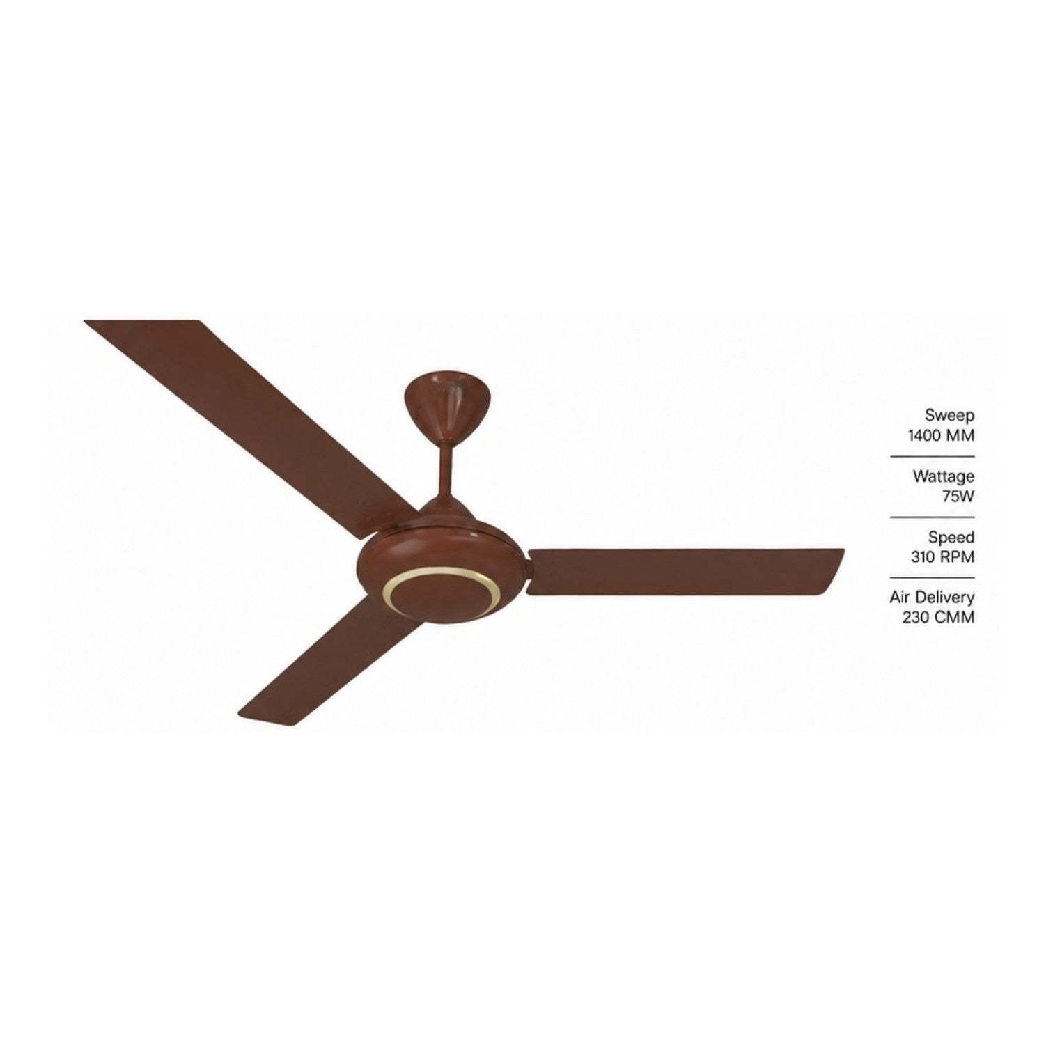 GM Swiftair Ceiling Fan 1400mm -75W- 310RPM -230CMM Double Ball Bearing Energy Efficient