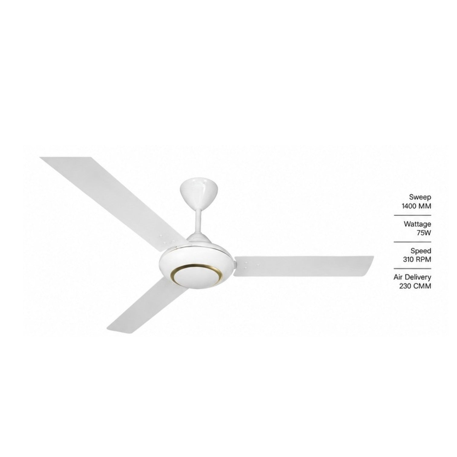 GM Swiftair Ceiling Fan 1400mm -75W- 310RPM -230CMM Double Ball Bearing Energy Efficient